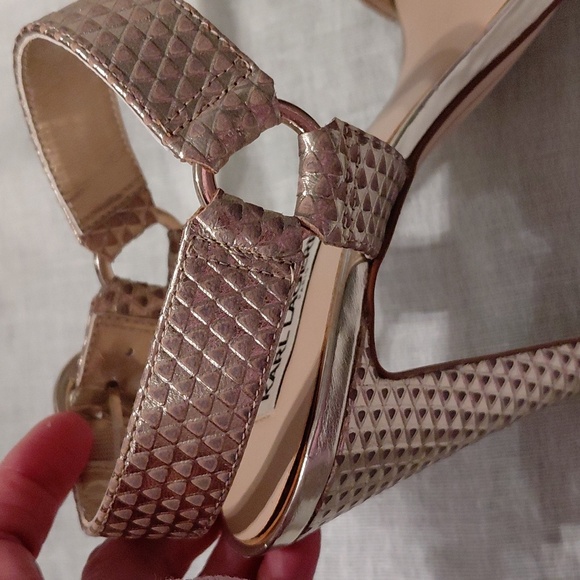 Karl Lagerfeld Cieone Muted Metallic Gold Heeled Sandals - Picture 5 of 9